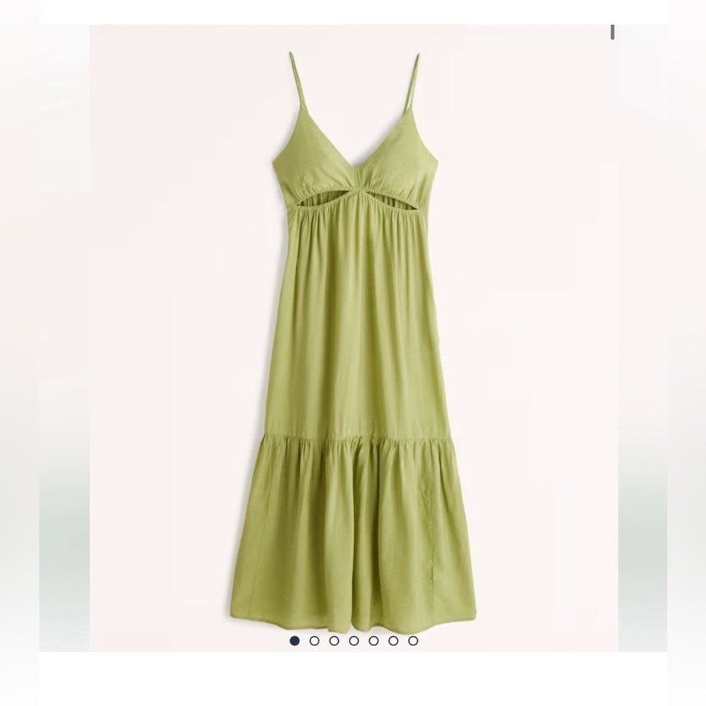 Abercrombie & Fitch Plunge Cut Out Green Maxi Dress